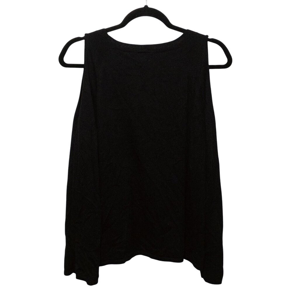Gap Solid Black Round Neck Cold Shoulder Long Sle… - image 2